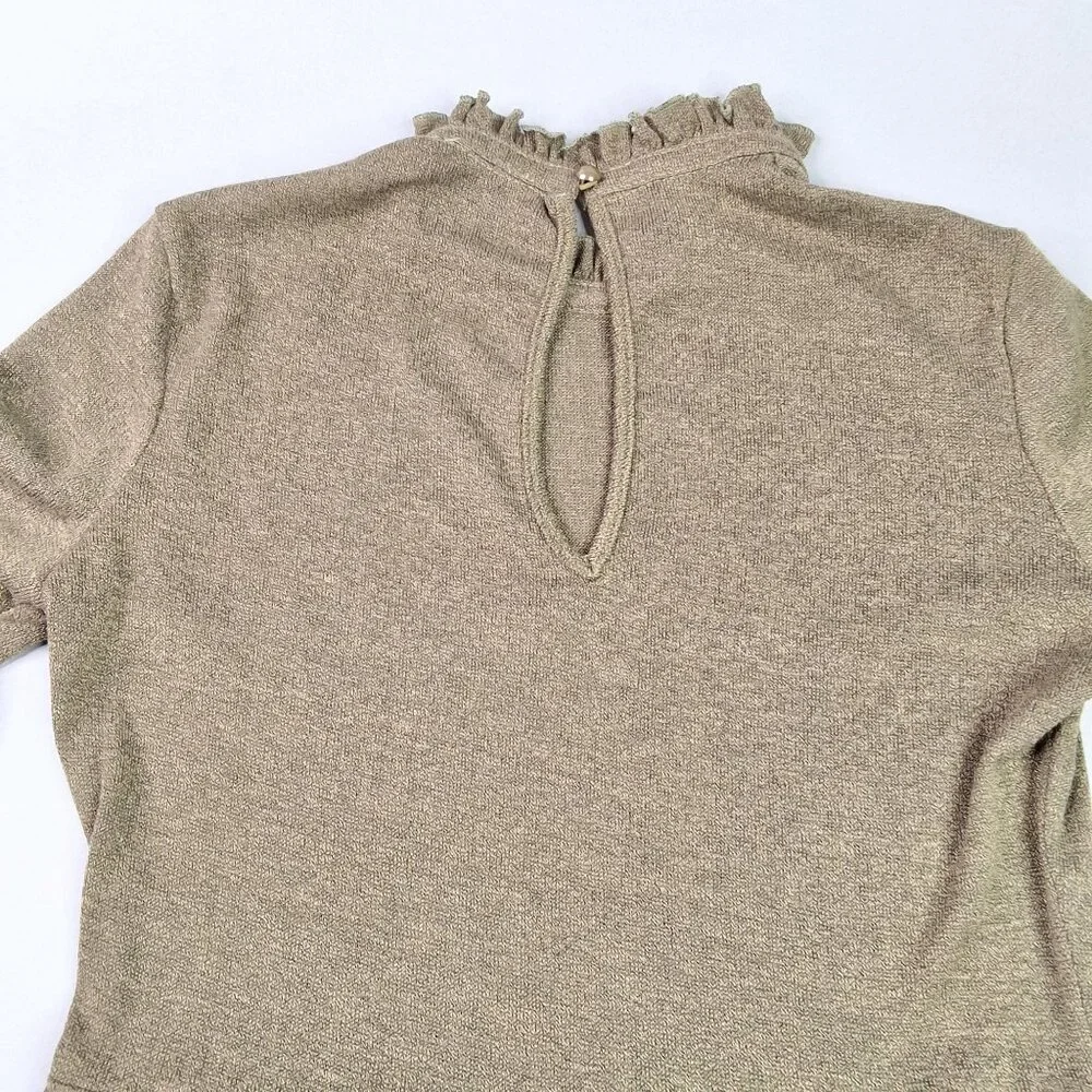 AX Paris Long-Sleeve Dress High Ruffled Collar & Bell Sleeves Size 10 Acadamia - Picture 10 of 10